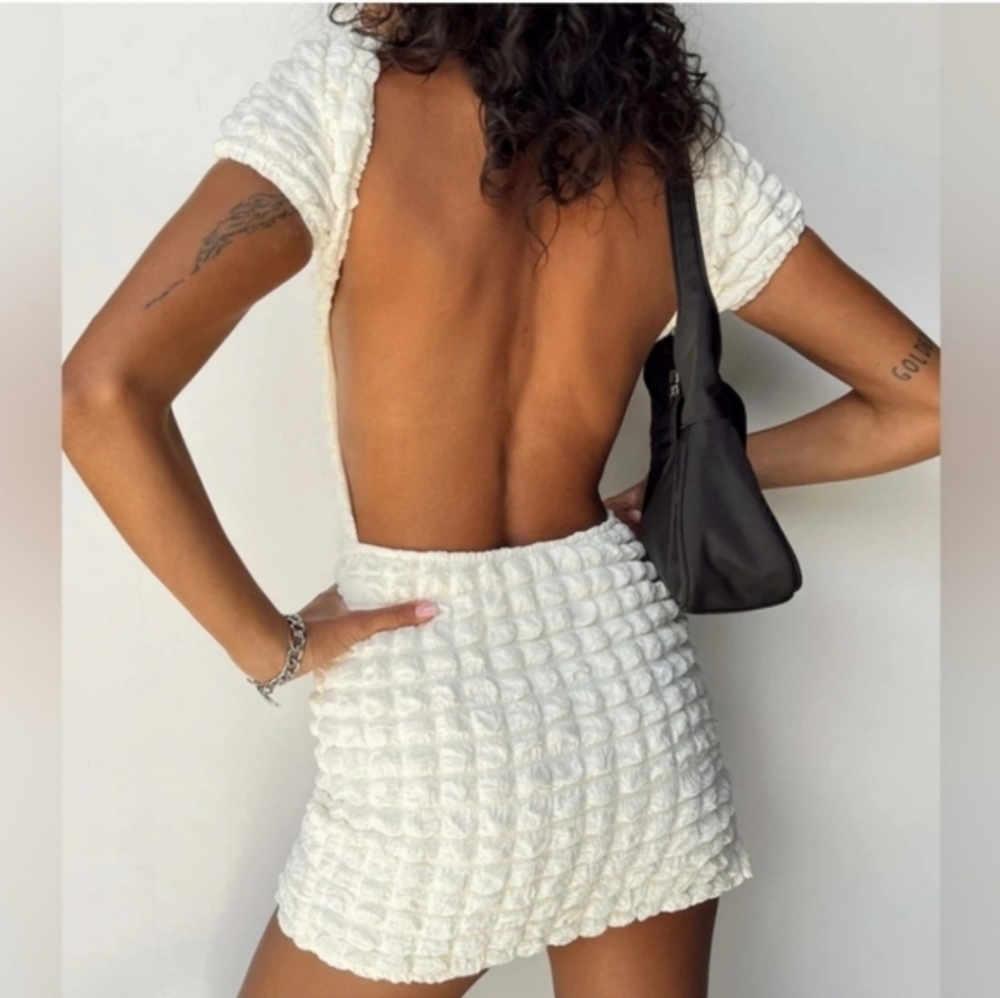 NWT Princess Polly Tahlee Backless Mini Dress Cream Size 12